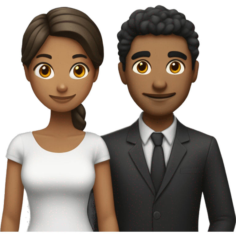 Un chico moreno con pelo negro y una chica blanca con pelo castaño emoji