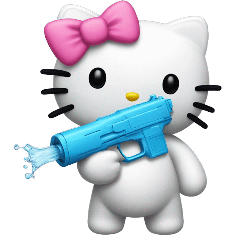 Hello kitty with watergun emoji