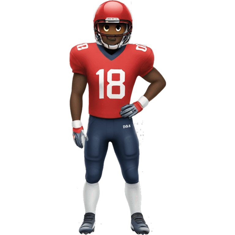 Football player with red uniform and the number 18 emoji