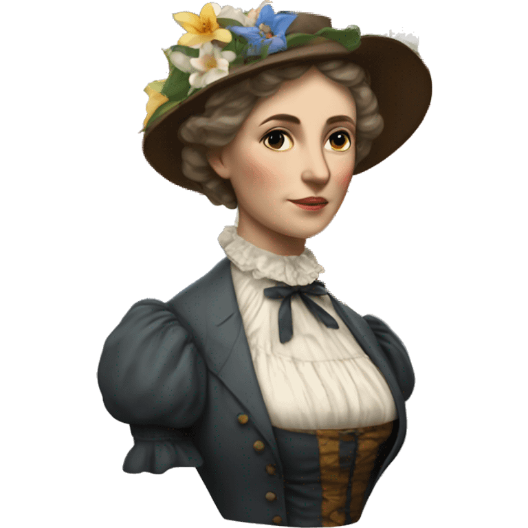 Victorian woman with Lillys and British flag emoji