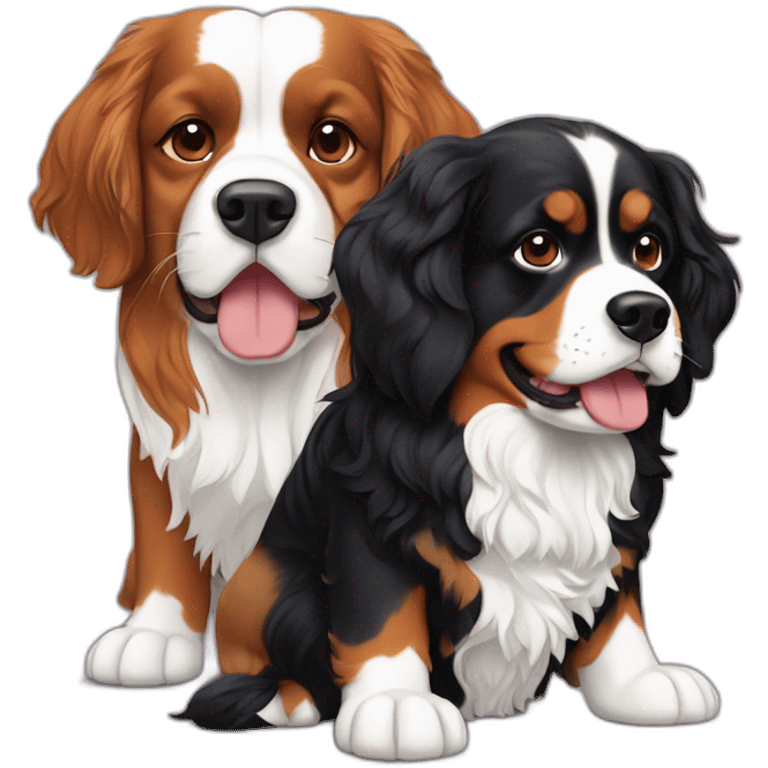 tricolor-king-charles-cavalier-and-a-bernese-mountain-dog emoji