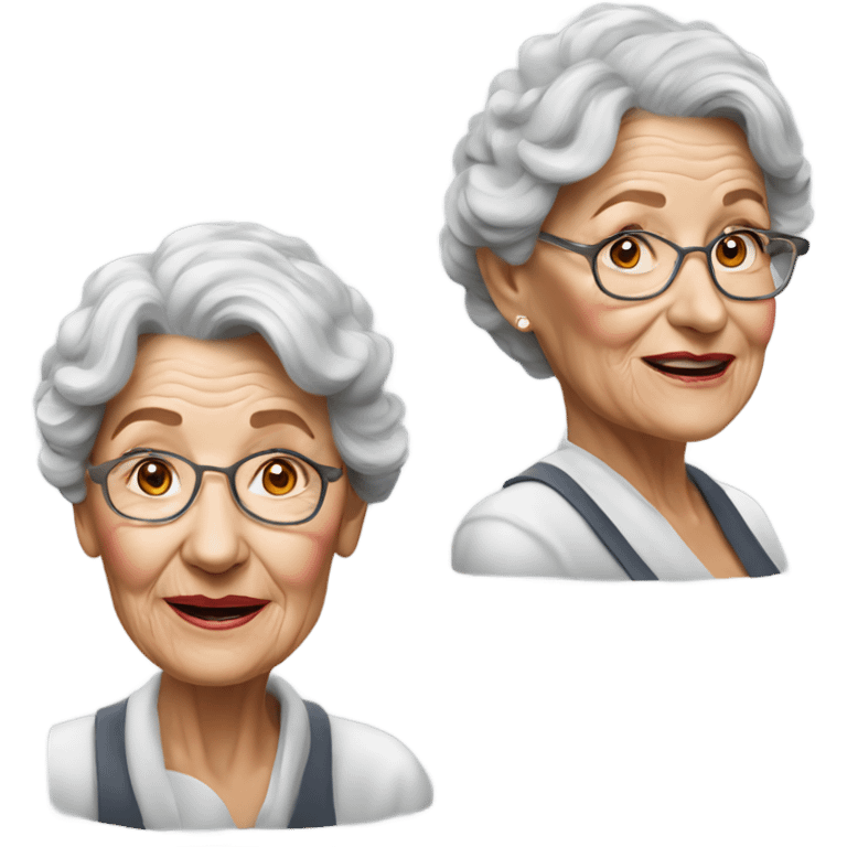 3d hyper realistic senior woman drawing  emoji