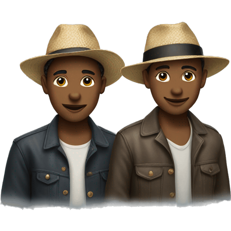 two boys in stylish hats emoji