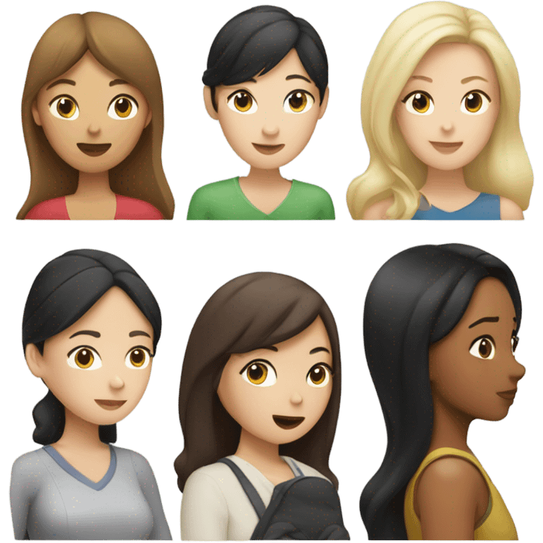 two women kissing, one white woman with brown hair and one asian woman with black and blond hair emoji