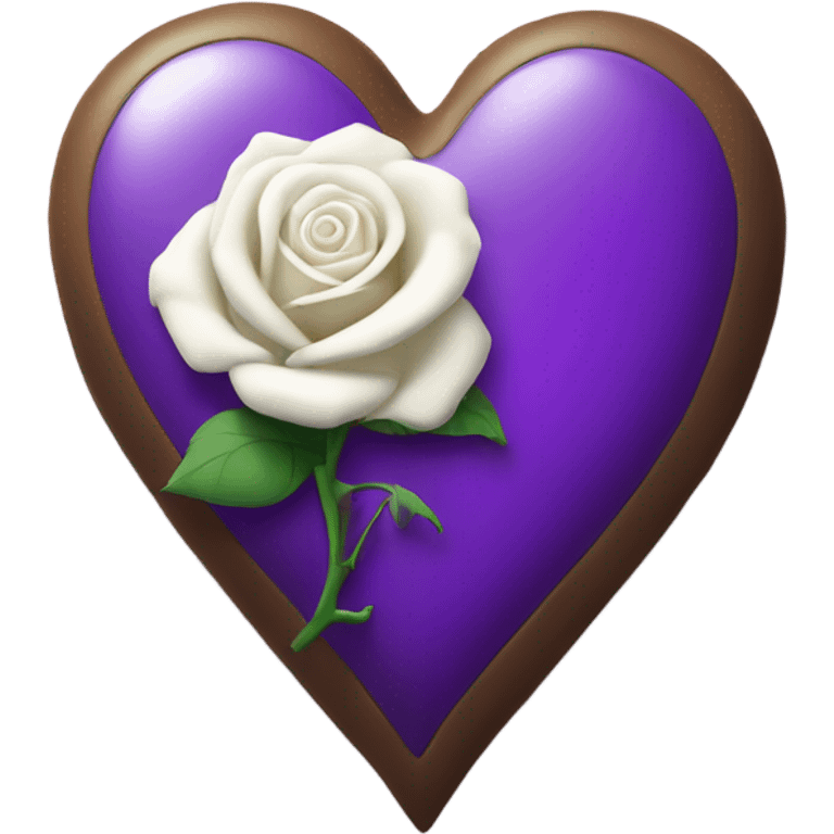 Purple heart with a white rose inside emoji