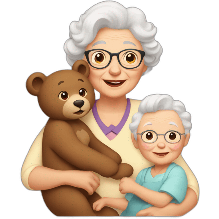 A bear as a grandma with a grandchild emoji