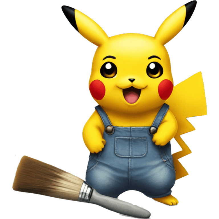 pikachu with brush and paint  emoji