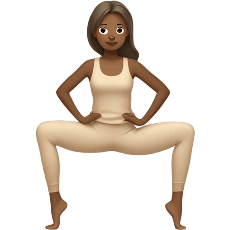 Tan girl in beige clothes doing yoga emoji