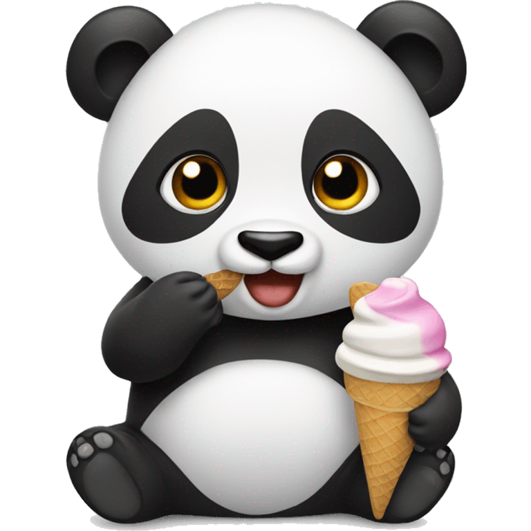 Panda eating ice cream emoji