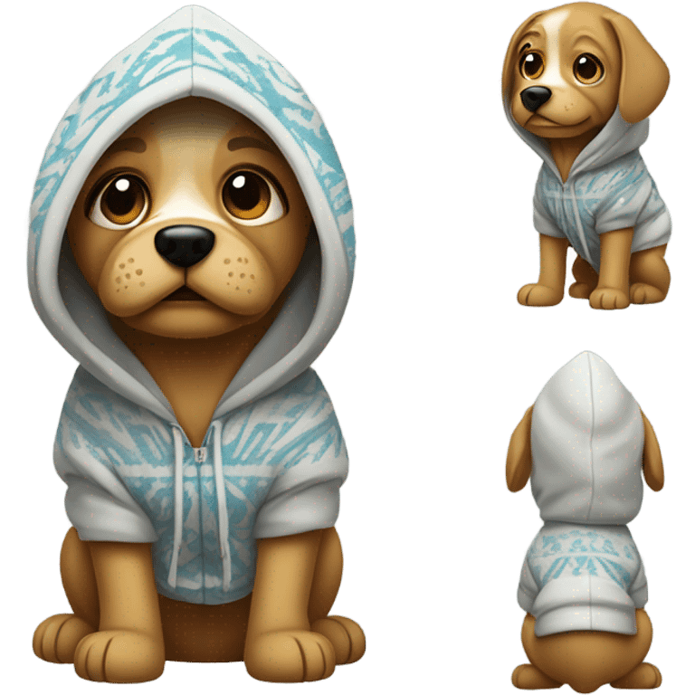 Dog wearing hoodie emoji