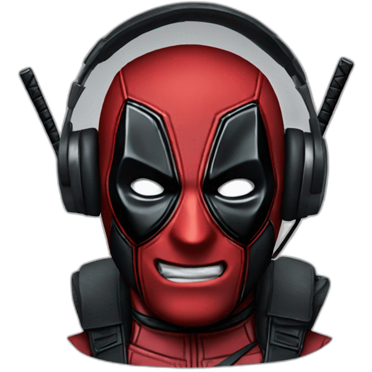 El icono de Deadpool with headphone emoji