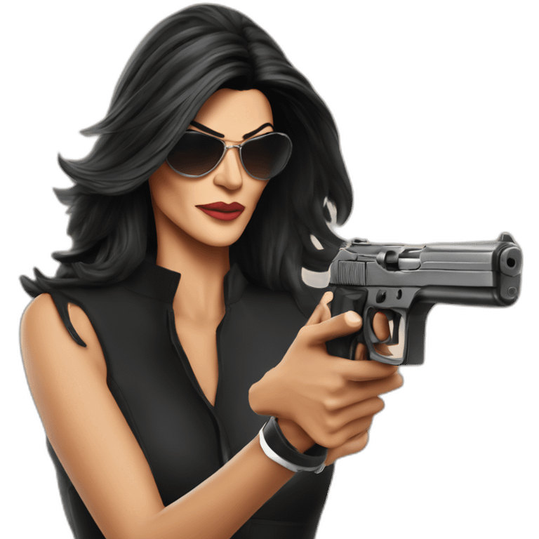 sushmita sen with a gun emoji