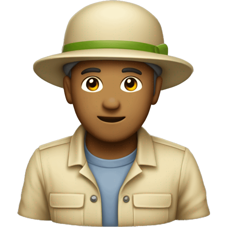 gardener pith helmet beige jackt emoji