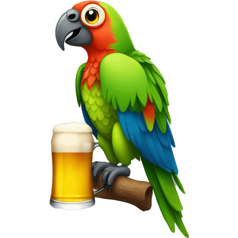 Parrot with beer emoji