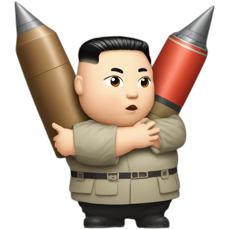 fat Kim jong un carrying cute missle by hands emoji