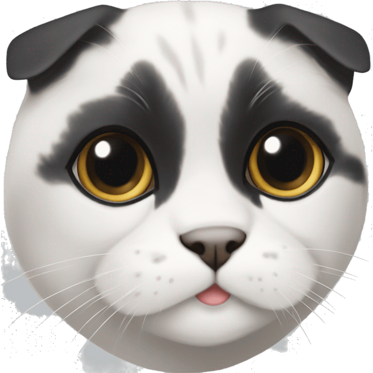 black and white scottish fold cat emoji