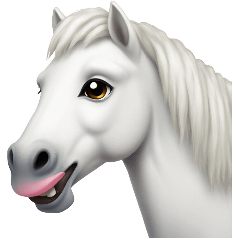 White pony with toung out emoji