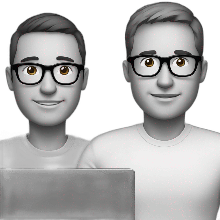 two tech guys with specs working on a laptop emoji