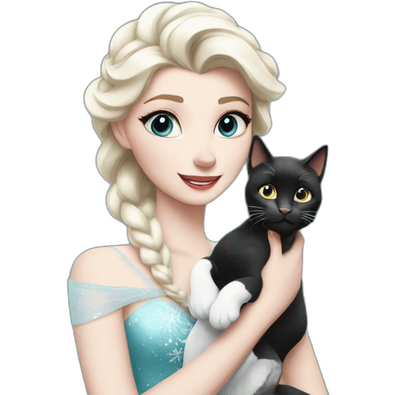 Black white cat with elsa emoji