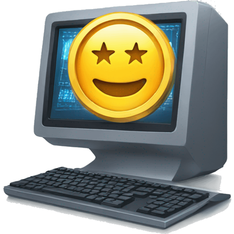 cold computer with the cryptocurrency on the screen emoji