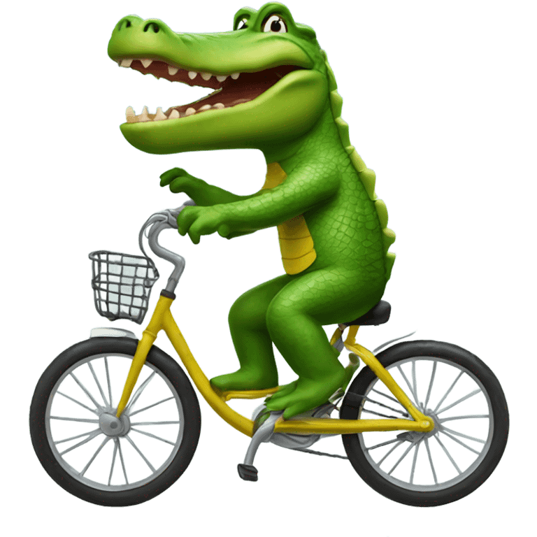 Alligator riding bicycle on causeway  emoji