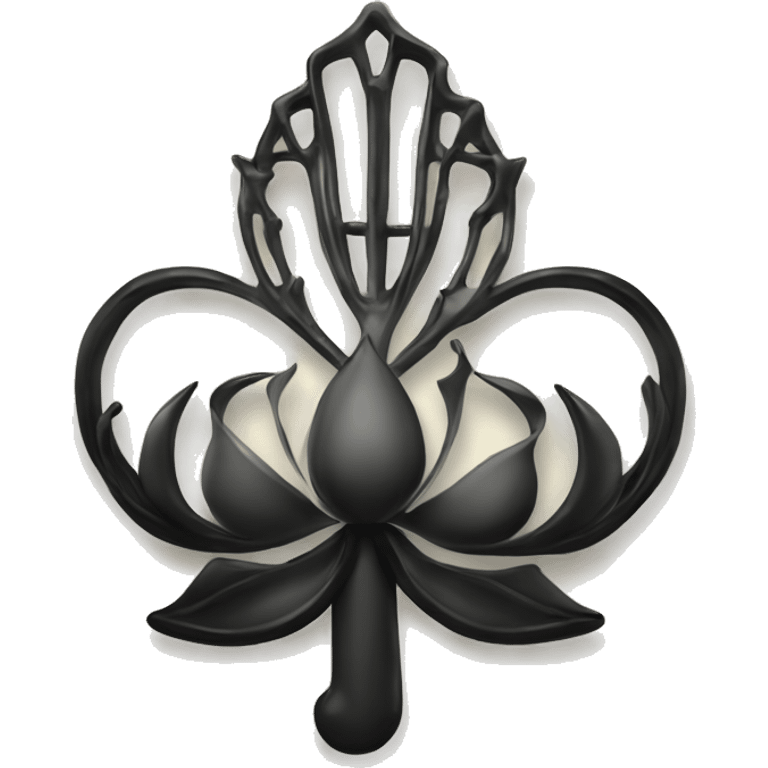 open lotus flower ontop of a skeleton key black emoji