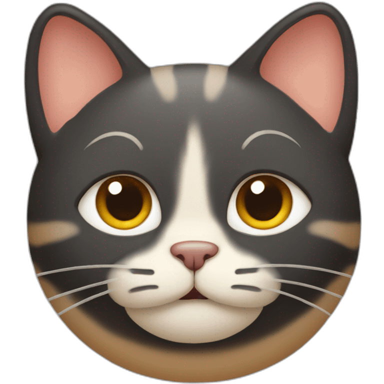 Threecolor cat with line in the middle of face emoji