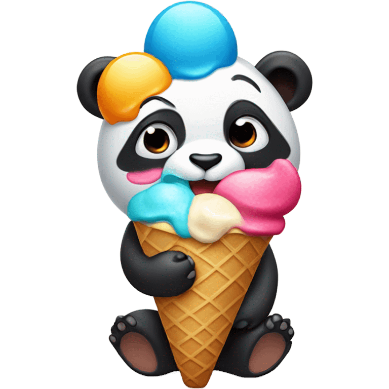 Panda eating ice cream emoji