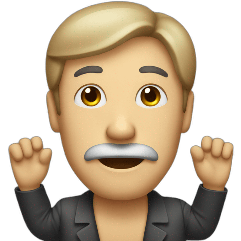 Man with rectangular Mustache Raise your hand emoji