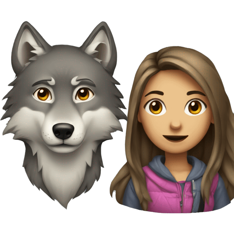 wolf and girl emoji