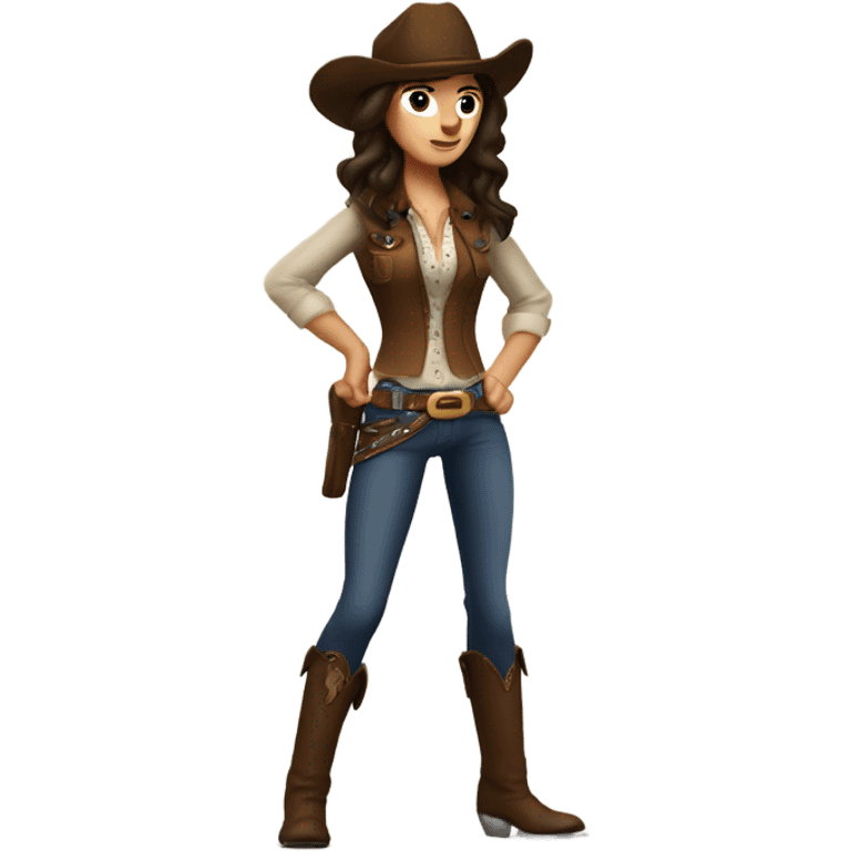 Brunette with freckles punches tall cowboy emoji