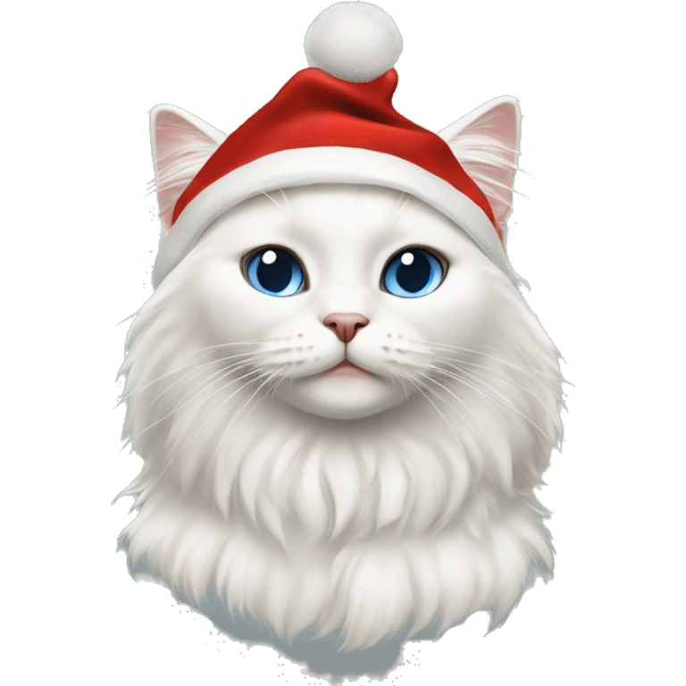 White ragdoll cat with the Christmas hat  emoji