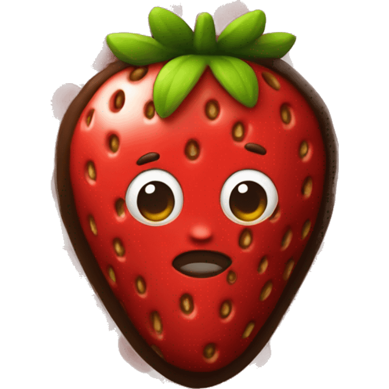 Strawberry in chocolate emoji