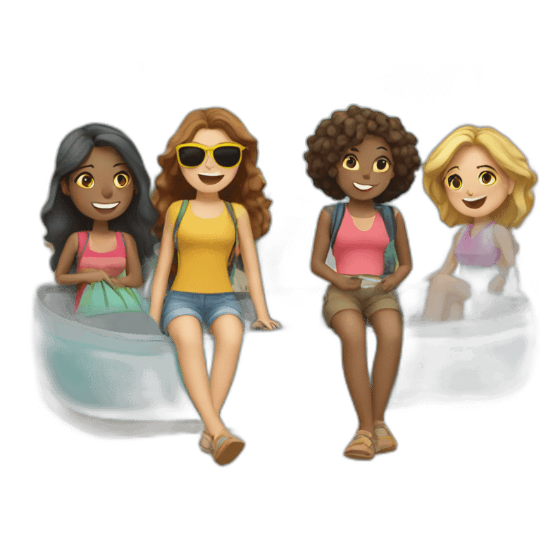 travel with friends (4 girls) emoji