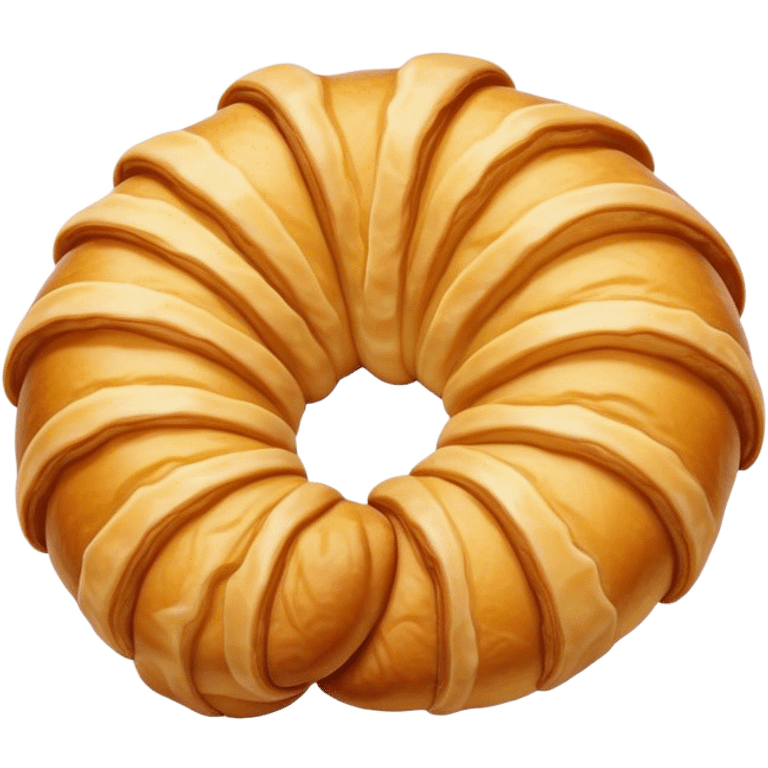 Cinematic Realistic Croissant Pastry Emoji, depicted as a flaky, buttery crescent with a golden, crisp exterior rendered with exquisite detail and warm, inviting lighting. emoji