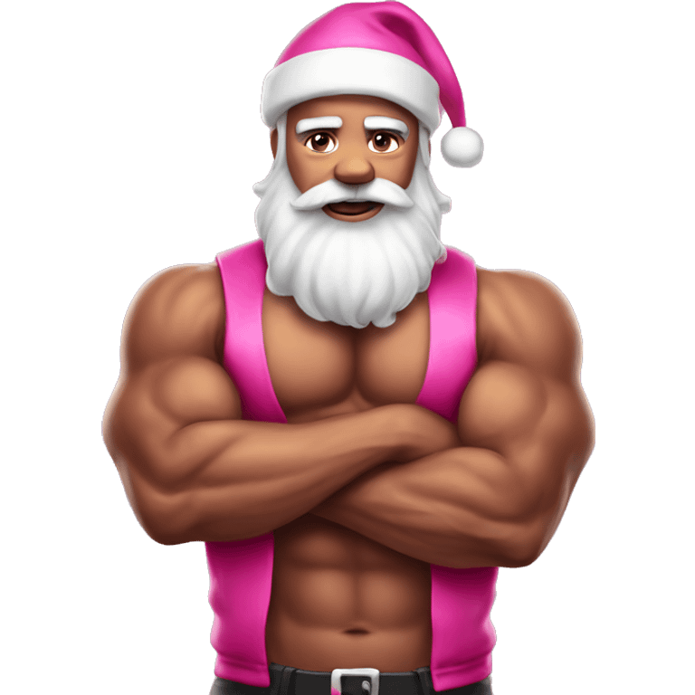 Muscular santa themed solo male portrait pink emoji