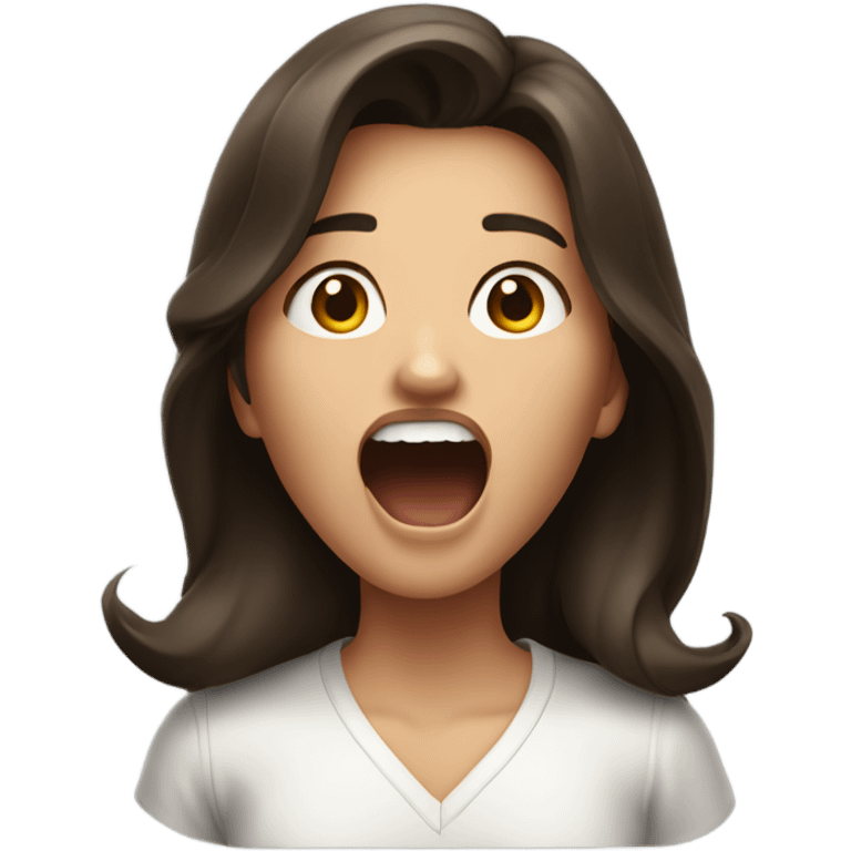 brunette girl screaming emoji