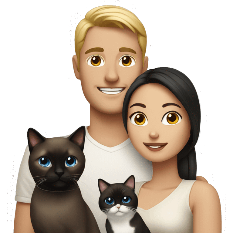 Couple with a siamese and himalayan cat emoji