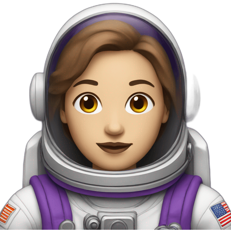 White woman astronaut with purple color emoji