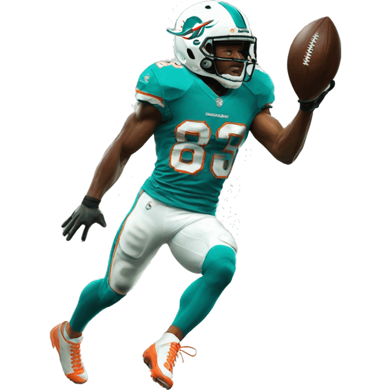 Miami dolphins receiver catching a touchdown emoji