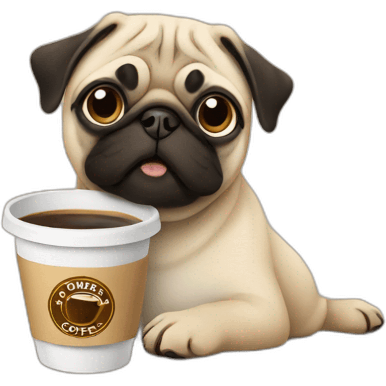 Pug drinking coffee emoji