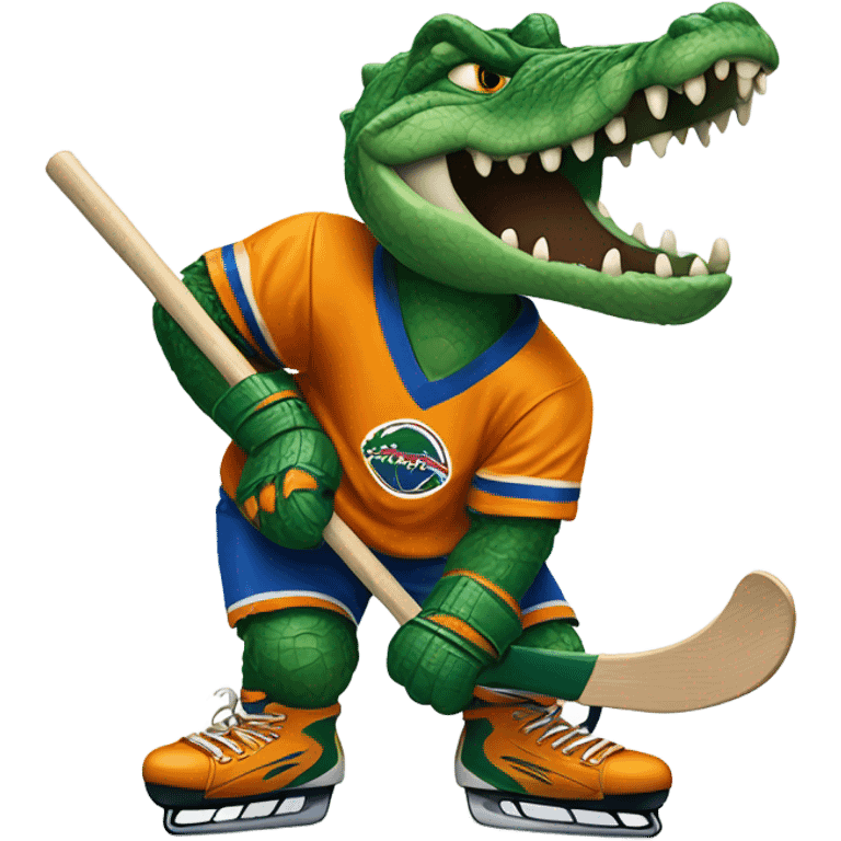 Gator holding a hockey stick emoji