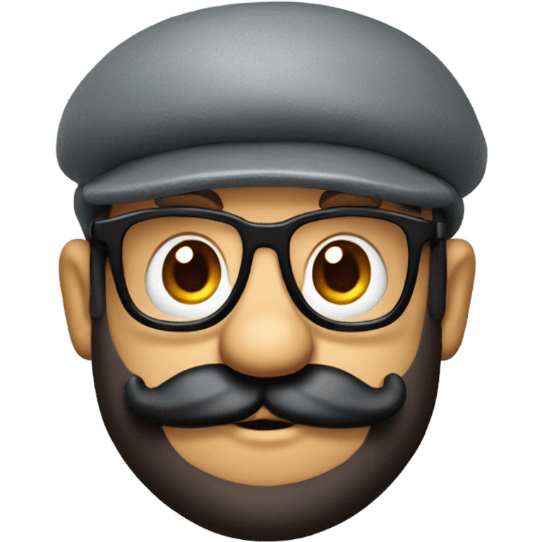 Super Mario in red hat with glasses and black beard emoji