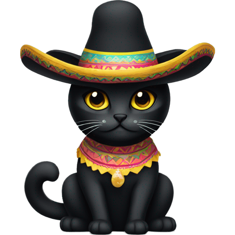 Black cat with sombrero  emoji