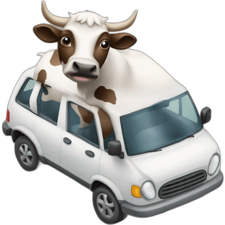 Une vache sur une voiture emoji