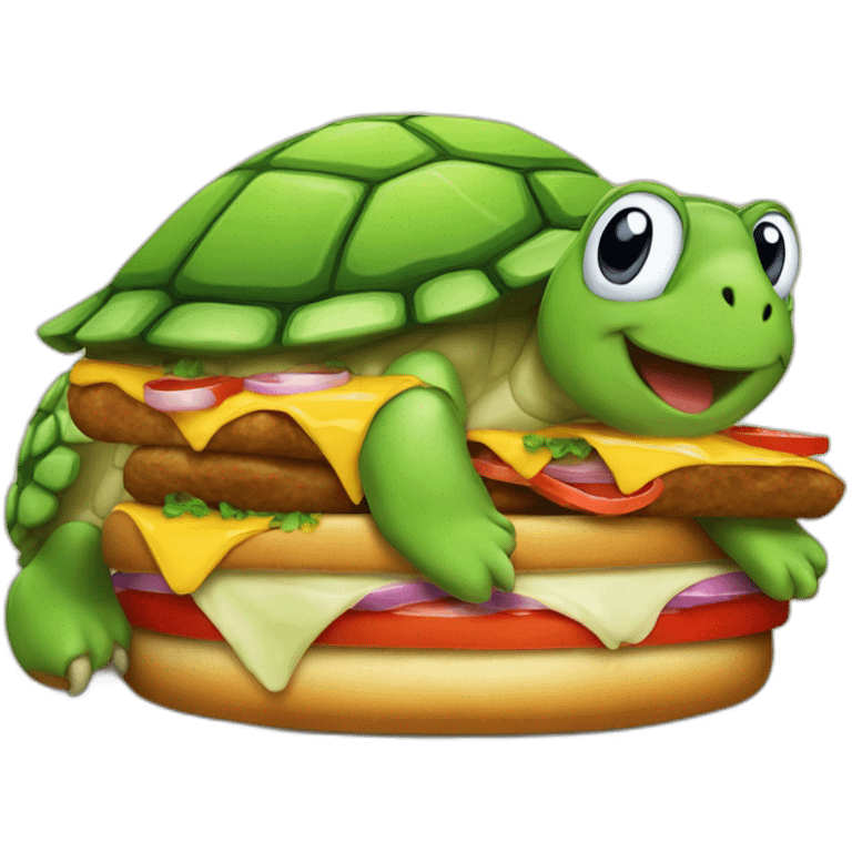 turtle eating burguer emoji