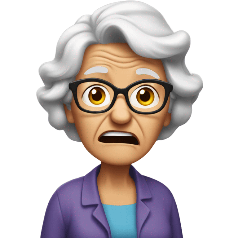 angry grandma can't hear cup her hand to her ear emoji