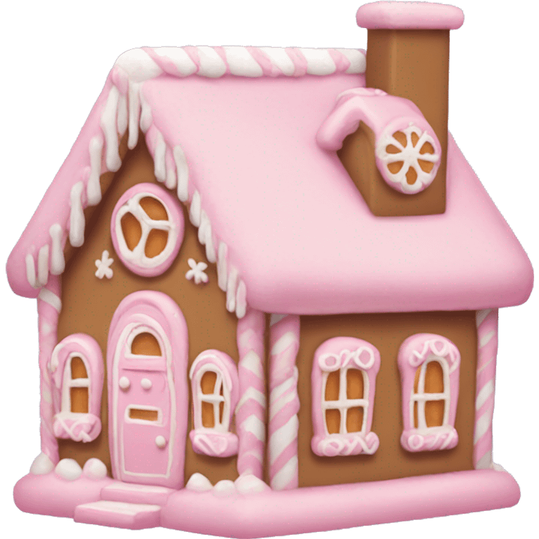 Pastel pink gingerbread house emoji