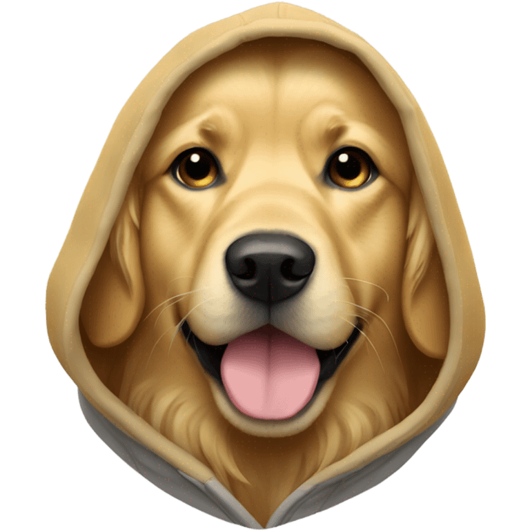 Golden retriever wearing a hoodie emoji