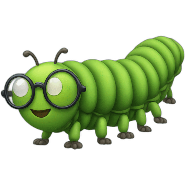 Full body Caterpillar with glasses emoji